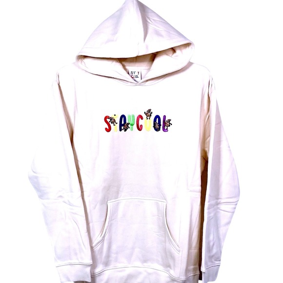 Stay Cool NYC Pizza Hoodie In‎ Cream Size Large New